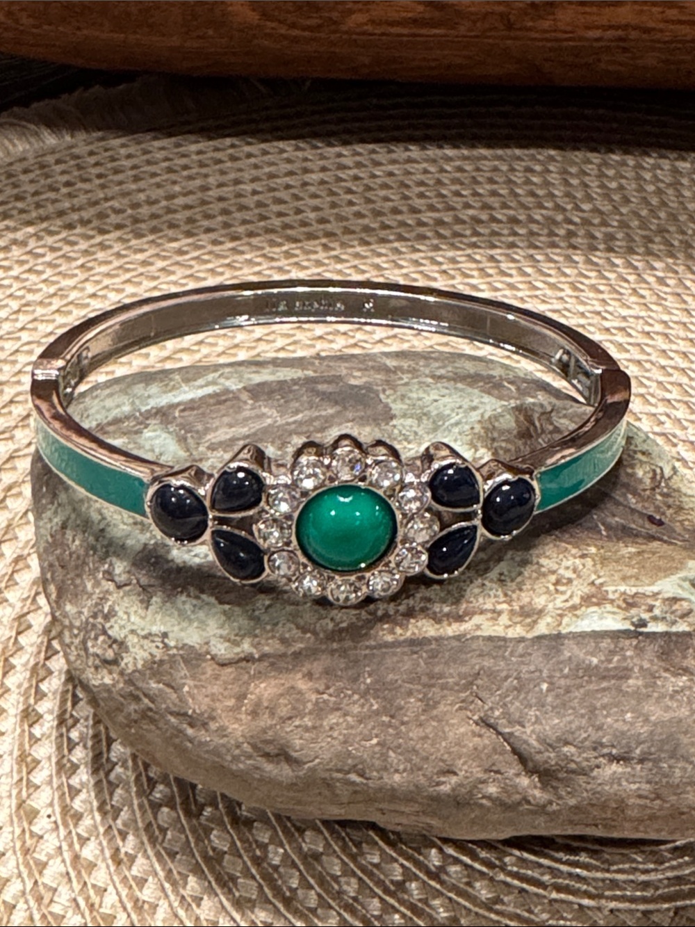Lia Sophia Turquoise and Navy Floral Cabochon Bangle